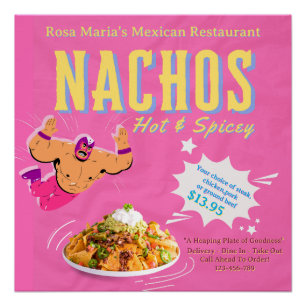 Customise Cute Mexican Restaurant Nachos Promo Poster