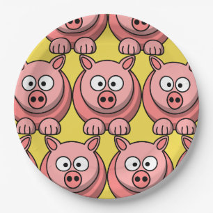 Customise Cute Pig Paper Plate