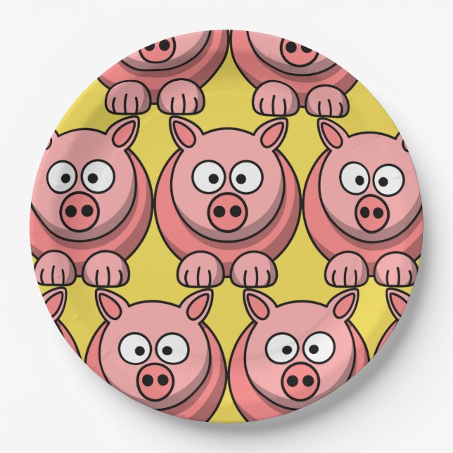 Customise Cute Pig Paper Plate (Front)