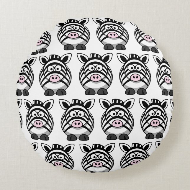 Customise Cute Zebra Round Cushion (Front)