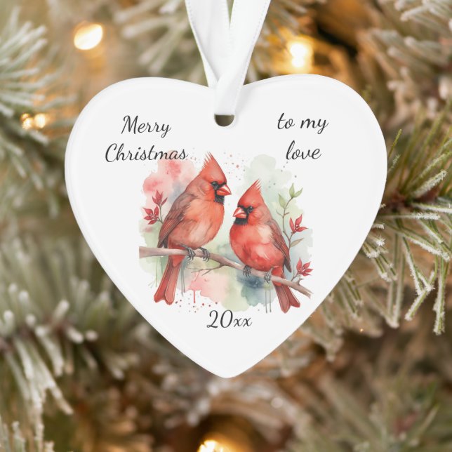 Customise Dated Cardinal to my Love Ornament (Tree)