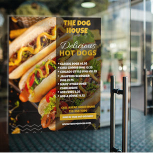 Customise Delicious Hotdogs Restaurant  Small Door Poster