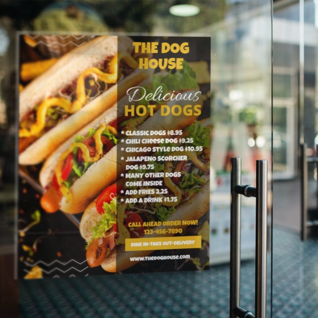 Customise Delicious Hotdogs Restaurant  Small Door Poster (Creator Uploaded)