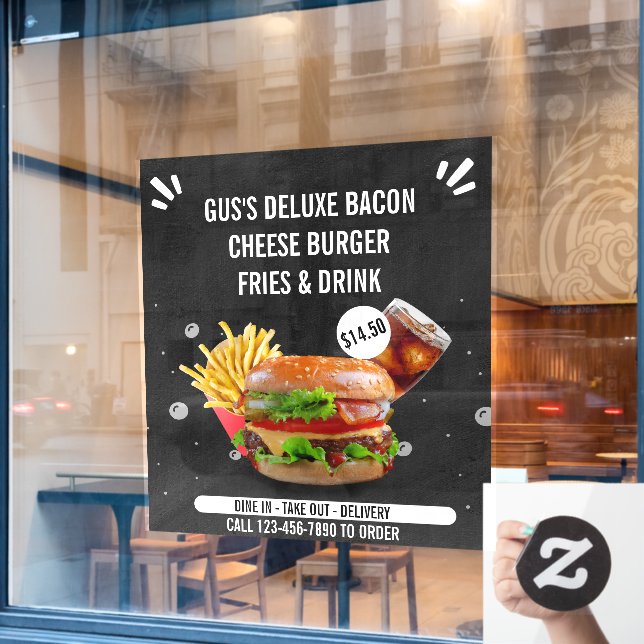 Customise Deluxe Burger Fries Drink Restaurant  (Cafe Window)