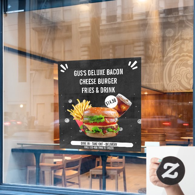 Customise Deluxe Burger Fries Drink Restaurant  (Cafe Window)