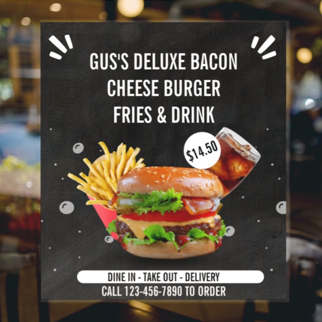 Customise Deluxe Burger Fries Drink Restaurant Big Poster (Creator Uploaded)