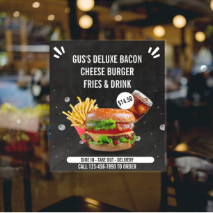 Customise Deluxe Burger Fries Drink Restaurant Med Poster