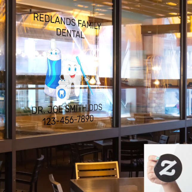 Customise Dental Clinic Happy Molar Tooth Dentist (Restaurant Window)