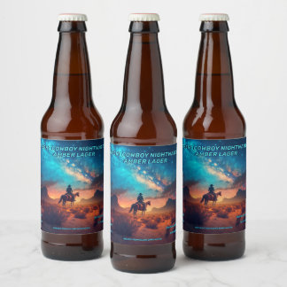 Customise Desert Cowboy Night Watch Detailed  Beer Bottle Label