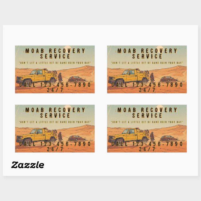 Customise Desert Vehicle Recovery Tow Truck Servic Rectangular Sticker (Sheet)