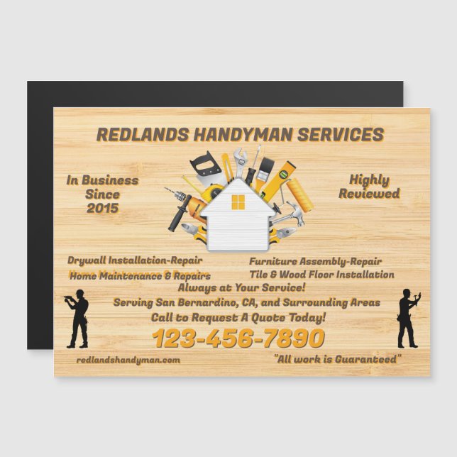 Customise Detailed Handyman Business Magnetic Card (Front/Back)