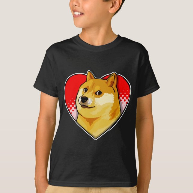 Customise Doge Meme Love Heart T-Shirt (Front)