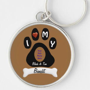 Customise Doggie Paw Print with Picture and Name Key Ring