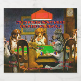 Customise Dogs Playing Poker Home Crafted Detailed Beer Bottle Label