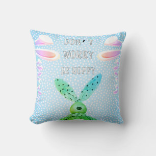 Customise DON'T WORRY BE HOPPY Easter Bunny Cute Cushion