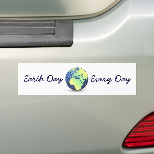 Customise Earth Day Every Day blue sparkles Globe Bumper Sticker (On Car)