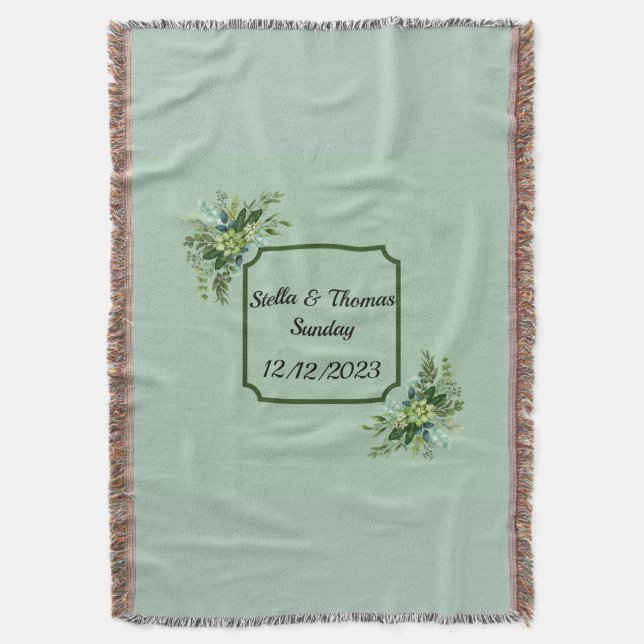 Customise Emerald Wedding Throw Blanket (Front Vertical)