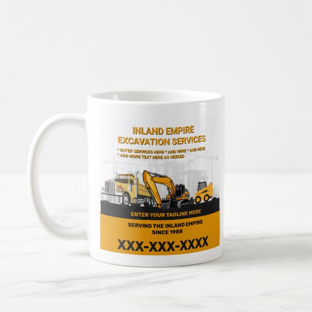 Customise Excavation General Contractor Constructi Coffee Mug (Left)