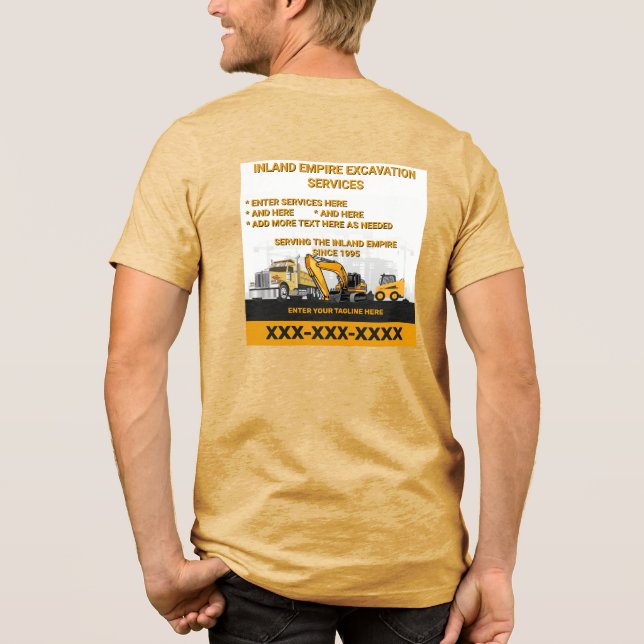 Customise Excavation General Contractor Constructi Tri-Blend Shirt (Back)