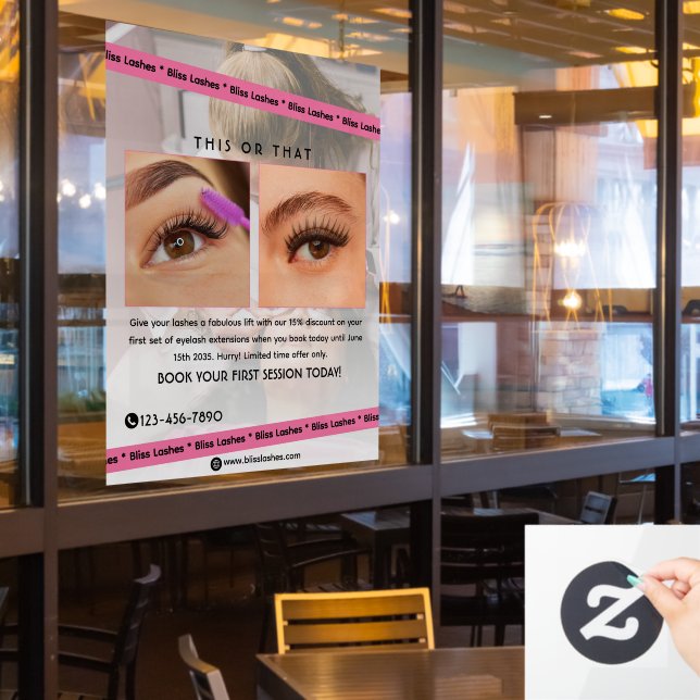 Customise  Eyelash Extensions Beauty Studio Promo (Restaurant Window)