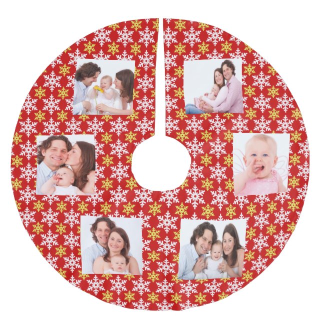 Customise family photos brushed polyester tree skirt (Front)