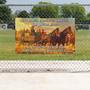 Customise Farm Fall Harvest Horse Drawn Wagon Ride Banner