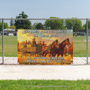 Customise Farm Fall Harvest Horse Drawn Wagon Ride Banner
