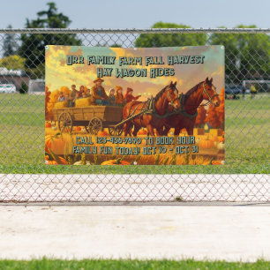 Customise Farm Fall Harvest Horse Drawn Wagon Ride Banner