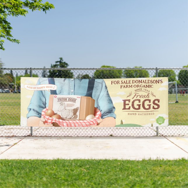 Customise Farm Fresh Organic Eggs For Sale X Large Banner (Insitu)