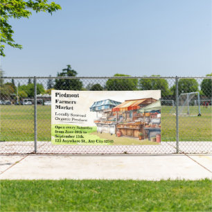 Customise Farmers Market Green  Brown Illustrated  Banner
