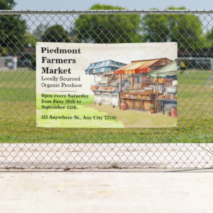 Customise Farmers Market Green  Brown Illustrated  Banner