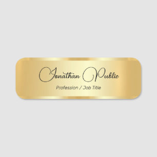Customise Faux Gold Typed Script Name Elegant Tag