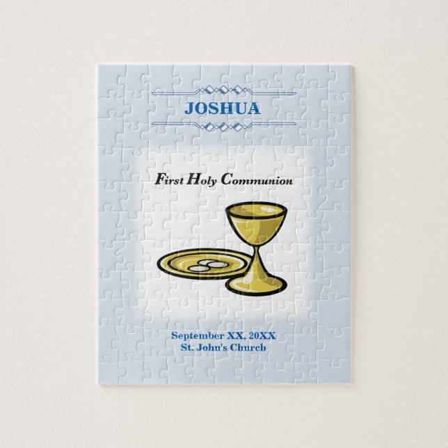 Customise, First Communion Body and Blood, Blue Jigsaw Puzzle (Vertical)