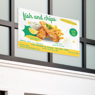 Customise Fish and Chips Restaurant Outside Wall Banner