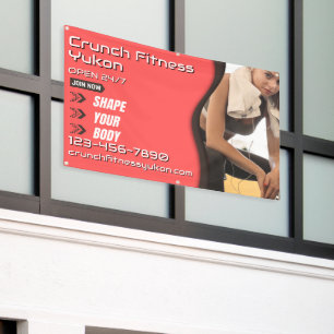 Customise Fitness Gym Woman Model Salmon Black Banner