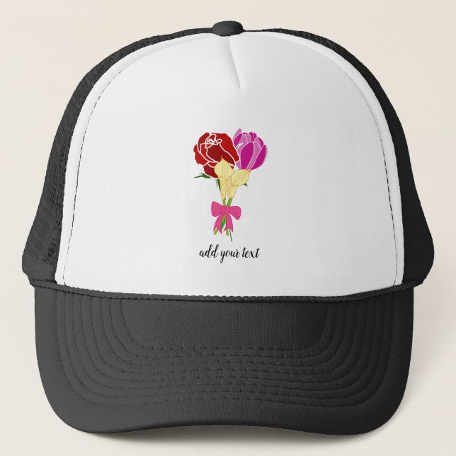 customise flower bouquet trucker hat (Front)