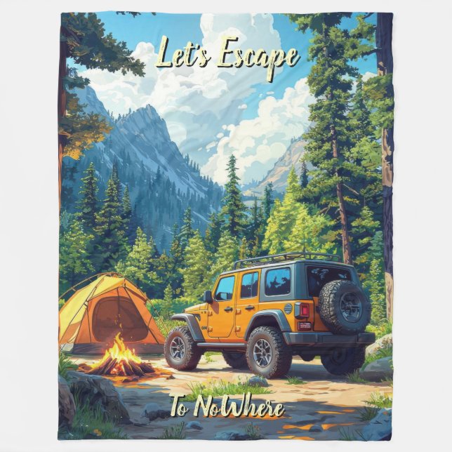 Customise Four Wheel Drive Let's Escape To NoWhere Fleece Blanket (Front)