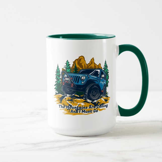 Customise Four Wheel Drive The Mountains Calling Mug (Right)
