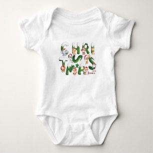 Customise Funny Christmas Alphabet wild Animal Baby Bodysuit
