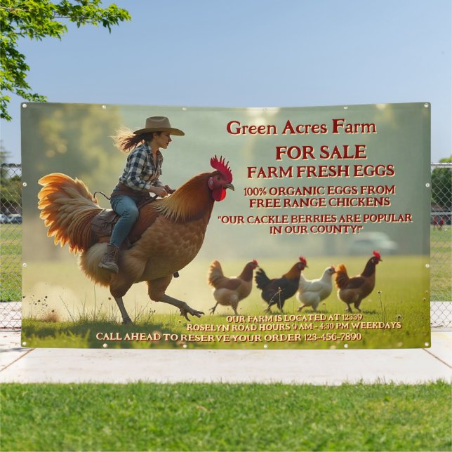Customise Funny Organic Farm Fresh Eggs Cage Free Banner (Outside)