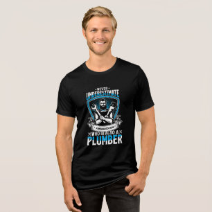 Customise Funny Plumber Graphic Design Bearded Man Tri-Blend Shirt