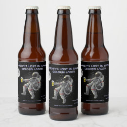 Customise Funny Spaceman Astronaut Lost In Space Beer Bottle Label