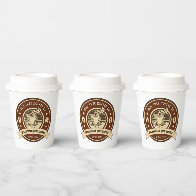 Customise Generic Coffee Shop Rustic Front Paper Cups (Multi)
