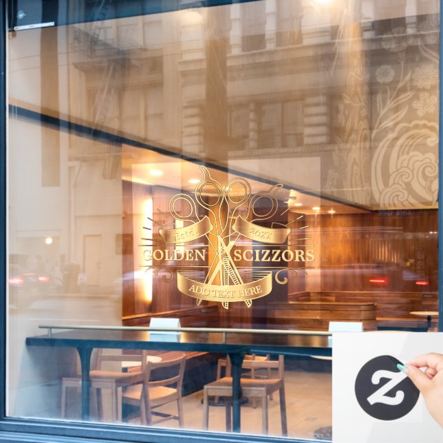 Customise Generic Golden Barber Hair Salon Front  (Cafe Window)