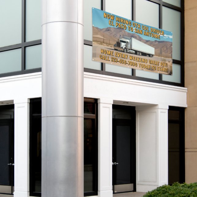 Customise Generic Now Hiring OTR CDL Driver Banner (Outside Building)