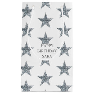 Customise Gift Bags - Silver Glitter Stars