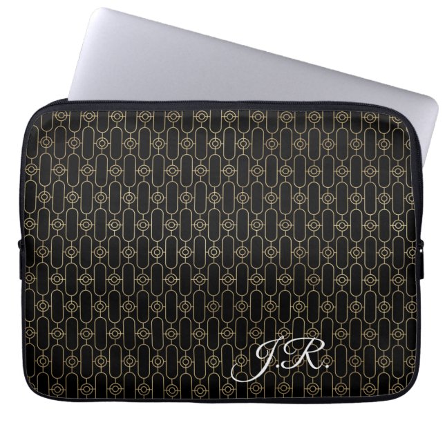 Customise Gold And Black Art Deco Laptop Sleeve (Front)