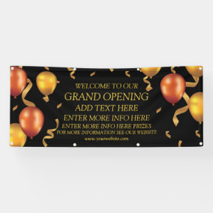 Customise Gold Balloons Ribbons Grand Opening Shop Banner