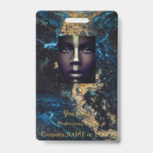 Customise Gold Blue MARBLE Name Tag Badge ID Badge