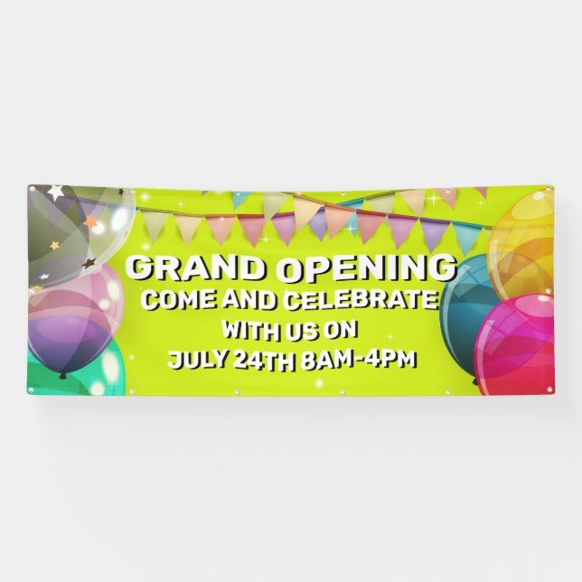 Customise Grand Opening  Balloons Bunting Business Banner (Horizontal)